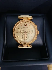 Swarovski Era Journey Chrono Crystal Bezel Rose Gold White Croc Leather Strap - Picture 1 of 6
