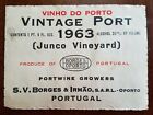 1963 Vinho Do Porto Junco Vineyard Wine Bottle Label