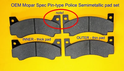 For Mopar B-Body Metallic Cop Brake Pads Dodge Plymouth Pin Type Charger GTX OEM - Image 1 of 3