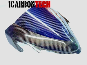 SUZUKI HAYABUSA CARBON FIBER WINDSCREEN HYBRID BLUE 2022-2023-2024 WINDSHIELD - Picture 1 of 6