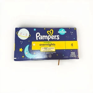 Pampers Swaddlers Overnight Size 4 Diapers 104 More Absorbent Zones Leak - Picture 1 of 1