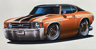 1972 Chevelle SS 454 Cool Orange Street Machine 24 pouces de long autocollant graphique mural.
