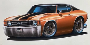 Adesivo grafico parete lungo 24" Chevelle SS 454 1972 Cool Orange Street Machine. - Foto 1 di 5