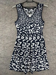 Wendy Williams Dress Womens Large Navy White Sweater Knit Sleeveless Fit Flare - Picture 1 of 12