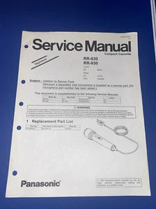 Panasonic RR-830 Cassette Deck Manuale di Servizio Supplemento Originale - Foto 1 di 1