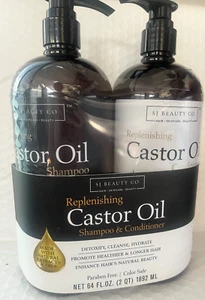SJ BEAUTY REPLENISHING CASTOR OIL SHAMPOO &CONDITIONER DETOXIFY,CLEANSE 32FLOZ - Picture 1 of 2