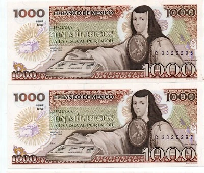 Lote de 5 MÉXICO 1000 Pesos (19-07-1985) Sin Circular Foto 1 de 4