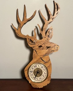 "Reloj De Colección Buck Ciervo Madera Recorte 17"" Reloj de Pared Cazador Cabaña Rústico Decoración Única" - Imagen 1 de 6