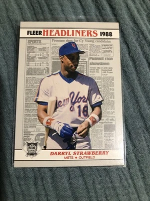 1988 Fleer Headliners  #4 Darryl Strawberry  New York Mets Baseball Card Z2 - Image 1 of 2