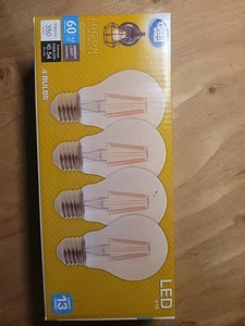 Great Value Edison Amber Light Bulb Dimmable 60w uses 4.5 w LED A19 4 Pack New - Picture 1 of 6