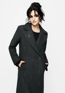 Disturbia Women’s Infinite Wool Blend Herringbone Coat Black Size:12 NWT - Picture 1 of 9