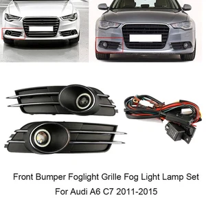 Front Bumper Fog Light Grille Grill+Fog Light Lamp For Audi A6 A6L C7 2012-2015 - Picture 1 of 8