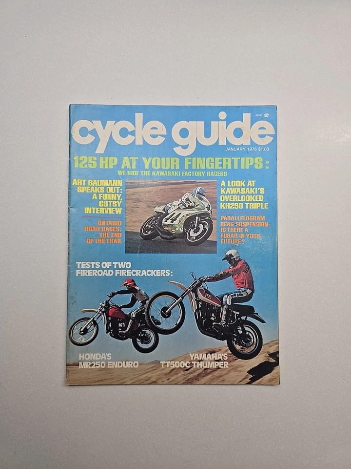 Cycle Guide Magazine January 1976 Honda MR250 Enduro Yamaha TT500C Thumper Foto 1 de 4