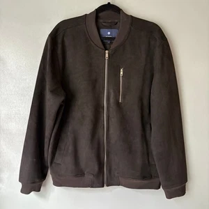 BEN SHERMAN Men's L Black Faux Suede Zip Up Bomber Long Sleeve Jacket Indie - Picture 1 of 10