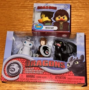 How to Train Your Dragon Set 3 Figuren Schluckauf, Light Fury und Ohnezahn NEU + - Bild 1 von 3