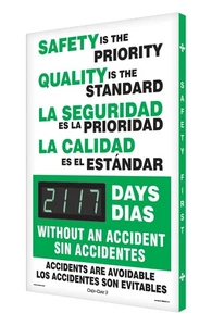 Marcador Electrónico de Seguridad Accuform Digi-Day SBSCK117 28x20 Español Bilingüe - Imagen 1 de 5