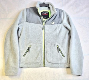 Hollister Fleece Jacket Womens Large Gray Full Zip Leisure Outdoor Sweater - Picture 1 of 10