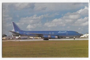 Postal terrestre Braniff International Airlines Lt/Dk azul rojo librea DC-8-62 - Imagen 1 de 2