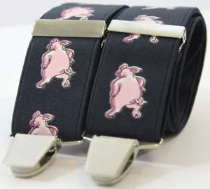 Mens or Unisex Novelty Navy Pig Braces 35mm Clip Ends, Suspenders - Picture 1 of 1