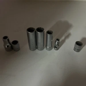 Snap On 3/8 & 1/2 Drive 7 Socket Lot Deep Shallow & Swivel 1/2 3/8 9/16 1/4 13mm - Picture 1 of 22