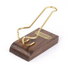 Wooden Tobacco Pipe Stand Rack Holder for 1 Smoking Pipe With Metal Gold Slots