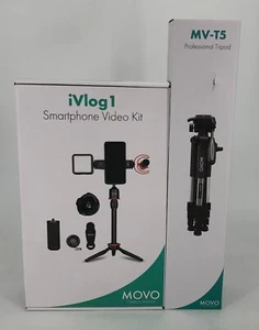 Movo iVlog1 Kit Vlogging pour iPhone avec Trépied Taille Complète Fusil Micro Lumière LED + - Photo 1 sur 16