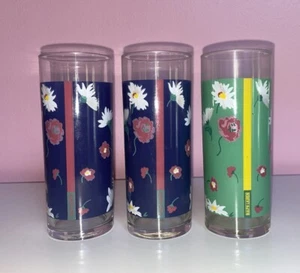 Vintage Ralph Lauren Drinking Glass Tumblers Set of 3 Floral Flowers - Picture 1 of 4
