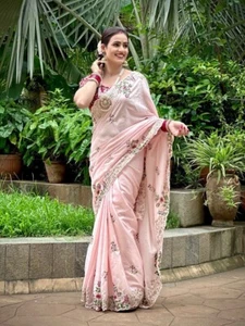 Camicetta Sari Bollywood di design Saree Indiana del Sud abbigliamento da festa etnico pakistano - Foto 1 di 6