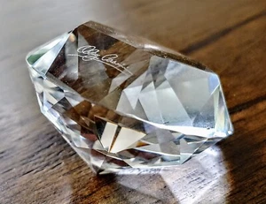 VINTAGE UNUSED OLEG CASSINI ROUND CRYSTAL DIAMOND SHAPED PAPERWEIGHT DECOR. NIB - Picture 1 of 13