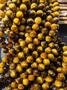 Natural Tiger's Eye Gemstone Round Bead 15.5'' 6mm 8mm 10mm 15.5" Strand AAA - Picture 1 of 5