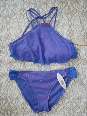 Red Camel 2 Pc Bikini Swim Suit Sz Large Halter Top Bikini Bottom New Purple  - Image 1 of 4