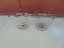 2 rusty metal wire eggs baskets chickens flower garden yard porch decor
