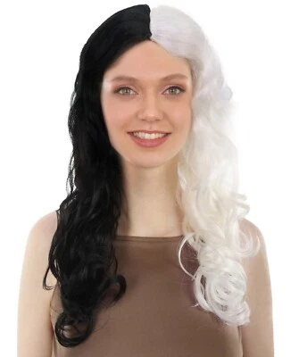 Peluca cabeza roja de moda de longitud larga rizada multicolor para mujer adulta, HW-6776-BKWT Foto 1 de 4