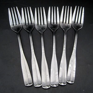 6 Pieces National Stainless Chestertown Solid Salad Forks Flatware - Picture 1 of 2