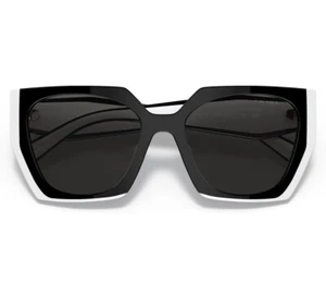 Occhiali da sole donna rettangolari PRADA PR15WS montatura bianco e nero, lenti sfumate - Foto 1 di 9