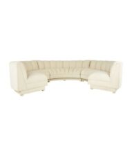 Steve Chase Style Mid Century Channeled Suede Semi-Circle Three Piece Sofa