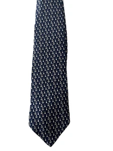 Salvatore Ferragamo Silk Neck Tie Blue Sailing Print 100% Silk Made in Italy - Picture 1 of 6