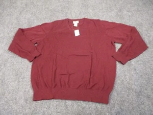 L.L. Bean Sweater Men's Large Red Cotton Cashmere V-Neck Pullover NWOT - Picture 1 of 11