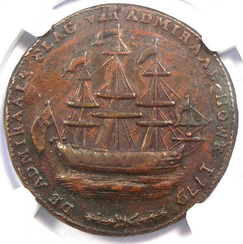 1779 Rhode Island Ship Token with Wreath - Certified NGC XF Details (EF) Cover