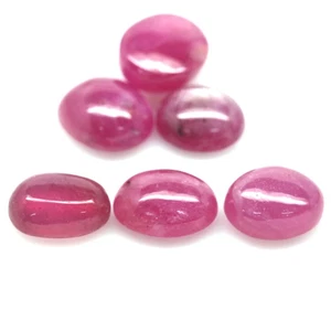 31.75 CT. Heated 6Pcs Pink Ruby Madagascar Oval Cabochon - Picture 1 of 4
