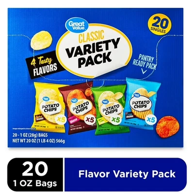 Great Value Classic Chips Variety Pack, 1 oz, 20 Count:: - Image 1 of 4