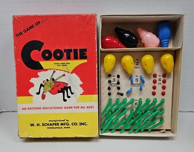 De colección 1949 EL JUEGO DE COOTIE W. H. Schaper MFG. Juego Completo Empresa Foto 1 de 4