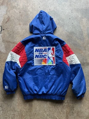 Vtg RARE Starter NBA On NBC Basketball Puffer Jacket Size Adult L READ - Image 1 of 4