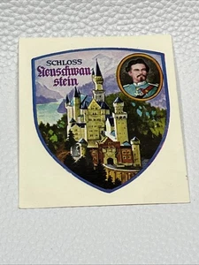 Neuschwanstein Castle Germany Coat of Arms Travel Sticker Decal Car VTG 2.75x2 - Picture 1 of 6