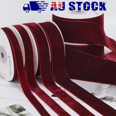 6/10/15/20/25/40mm Velvet Ribbon 5 Yards Velour Ribbons  Bow Flower Bouquet - image 1 of 4