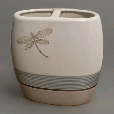 Porta Cepillo de Dientes Cerámica Libélula Bronceado, Azul Excelente Estado  Foto 1 de 4