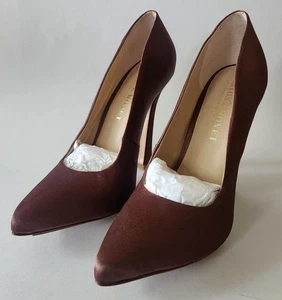 SALONE MONET Anita High Heel Slip On Pump in Brown Satin Women’s US 9.5 - Picture 1 of 4