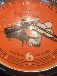 Vintage Five Rams WorkingElephant Playing Piano Animated Alarm Clock Blue Metal - Picture 1 of 7