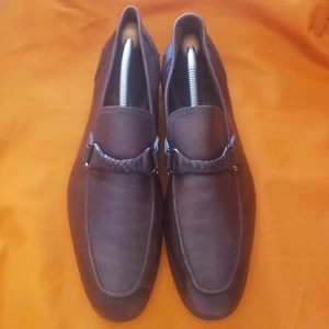 Salvatore Ferragamo Mens TWIST Gancini Silver Bit Shoes Brown Loafers Size US 12 - Picture 1 of 18