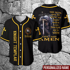 Christian Knight Templar The Devil Saw Me Custom Name Baseball Jersey Shirt 3d s